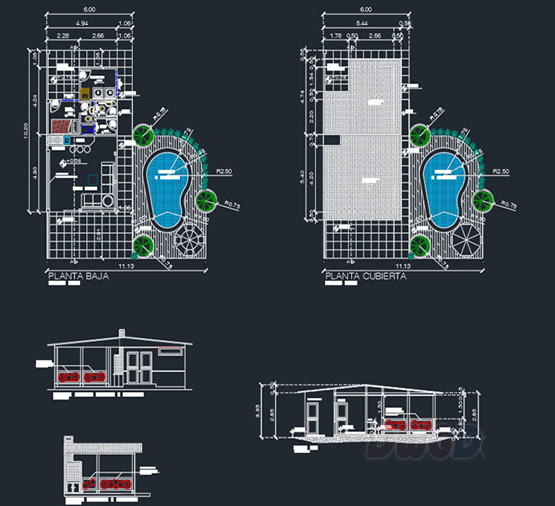 دانلود فایل اتوکد نقشه فضای پاسیو اجتماعی DWG | Social Patio Area CAD Drawing برای AutoCAD